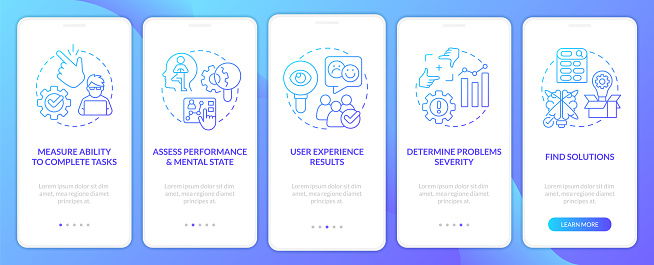 User Testing Objective Setting Usability Test Objectives Blue Gradient Onboarding Mobile App Screen ...