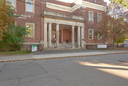 Toronto Ontario, Canada-October 3rd, 2022: The exterior of Bedford Park public school, which is a TDSB school from k-8.