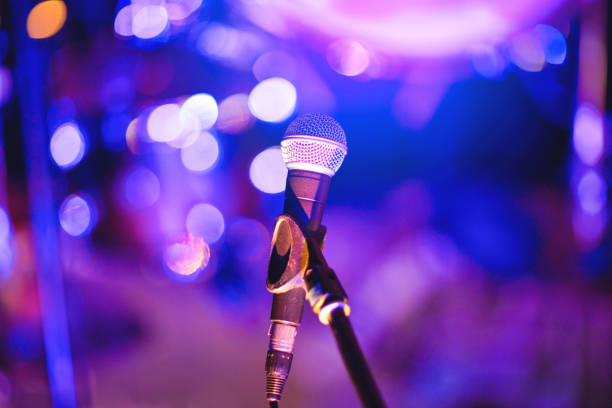 istock Microphone on the stage at the concert in the evening 1431357428