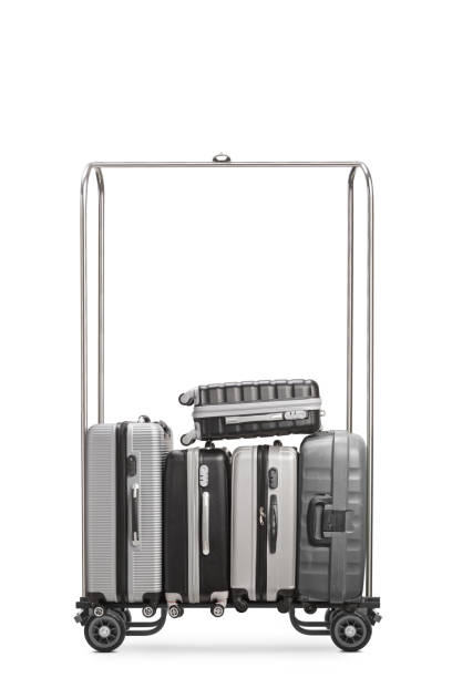 istock Suitcases on a hotel luggage cart 1431357824