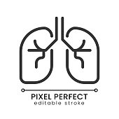 istock Human lungs pixel perfect linear icon 1431358321