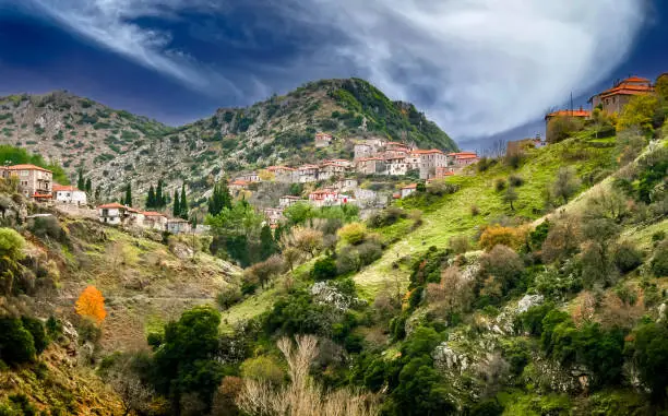 Photo of Panoramic view of  Dimitsana village, a beautiful mountain villagea in Arcadia ,Peloponesse, Greece