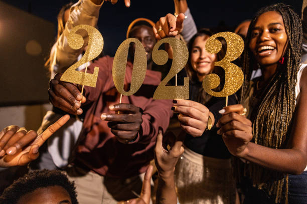 istock Friends celebrating New Year Party 1431360049