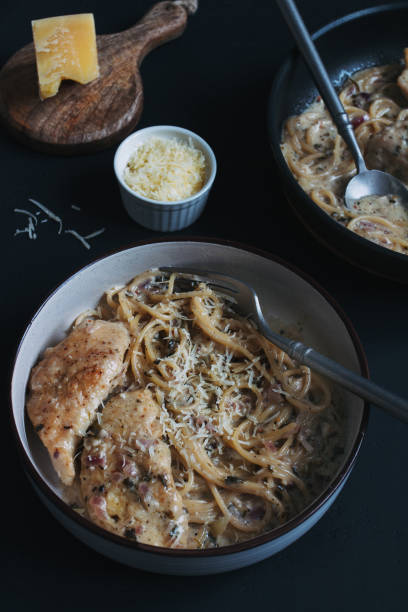 istock Creamy parmesan chicken tasty spaghetti 1431364124