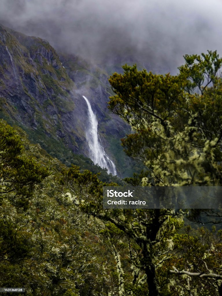 Earland Falls, Routeburn Track, Fiordland National Park, New Zealand. Adventure Stock Photo