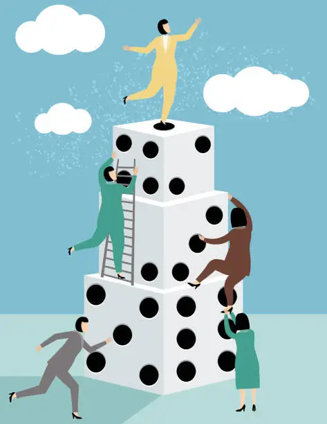 Vector illustration of Business Women Taking Risks To Achieve Their Goals