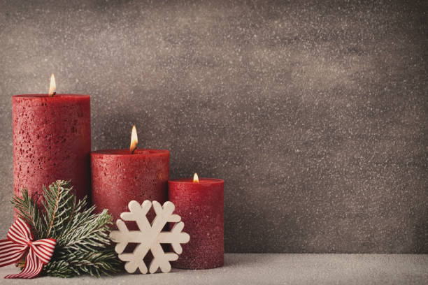 istock Christmas candles and lights. Christmas background. 1431369619