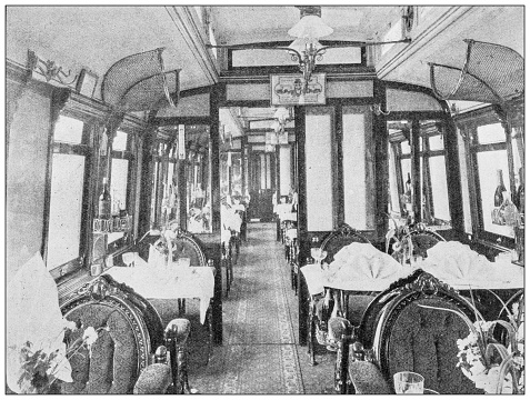 Antique image: Train Dining car