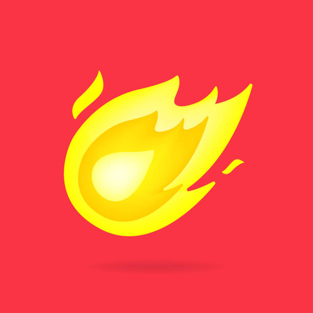 Yellow hot fire ball 3d symbol vector. Yellow hot fire ball 3d symbol vector. Fireball stock illustrations