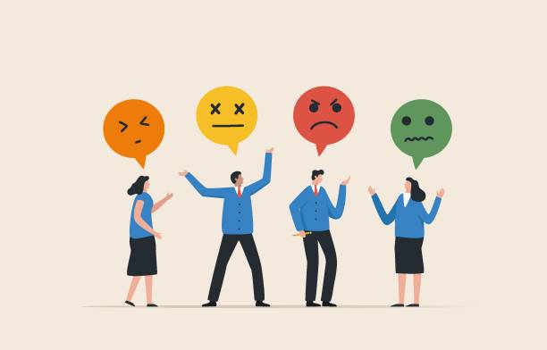 Conflicts at work. Team with feeling. Managing Conflict in Meetings. tension and conflict. Business people standing and emotional. Conflicts at work. Team with feeling. Managing Conflict in Meetings. tension and conflict. Business people standing and emotional. complaining stock illustrations