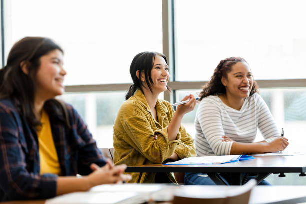 istock Diverse female college students interact with unseen professor 1431383935