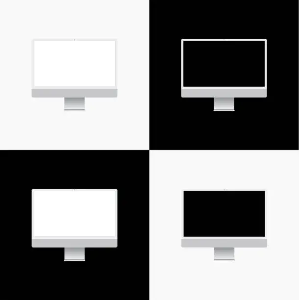 Vector illustration of White desktop computer template similar to imac mockup
