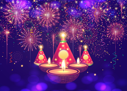 Happy Diwali, a creative representation of diwali crackers background
