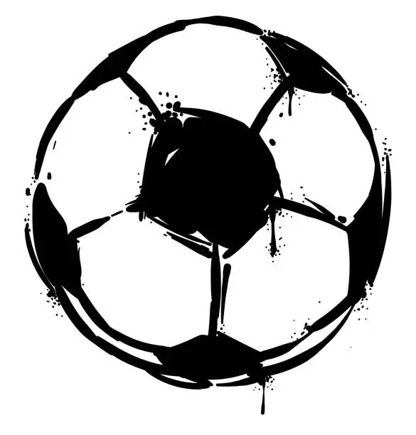 Vector illustration of Soccer ball painted in graffiti style and black ink, Vector illustration