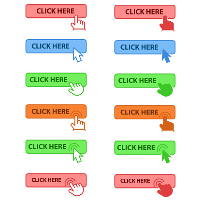 Click Threeee Click Here Web Button Set Stock Illustration - Download Image Now ...
