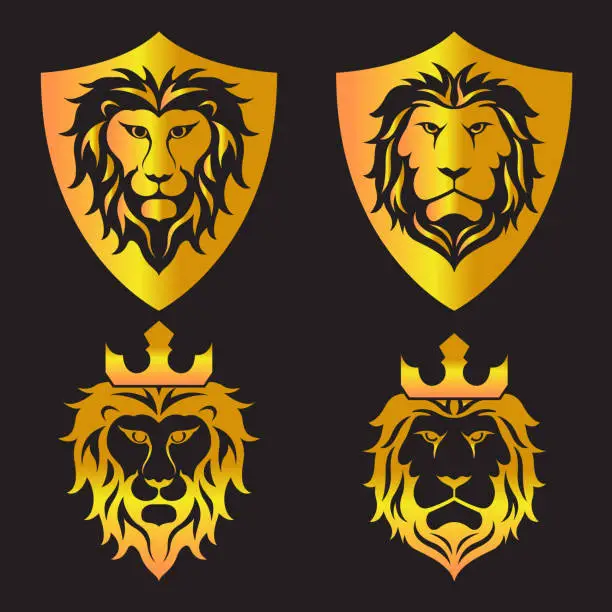 Vector illustration of Lion head vector set