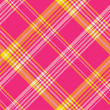 Check plaid seamless pattern. Fashion texture Tartan background. Color pixel wallpaper checkered. Printing on fabric, shirt, textile, curtain and tablecloth. Vector graphic.