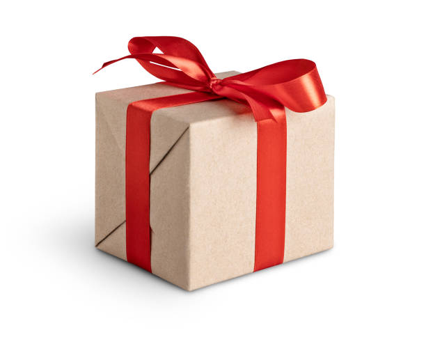 istock Gift box with red ribbon on white 1431398586