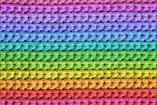 Colorful rainbow croched background. This file is cleaned and retouched.