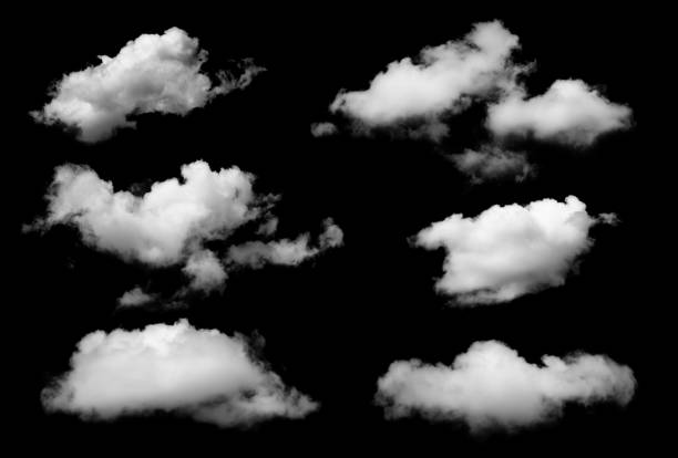 istock Group of white clouds on black background 1431399967