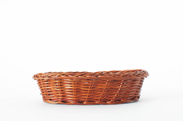 istock Empty, wooden and brown color weave wicker basket. 1431400113