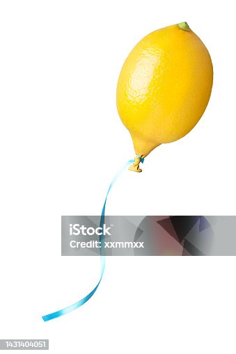 istock Yellow lemon balloon concept on white 1431404051