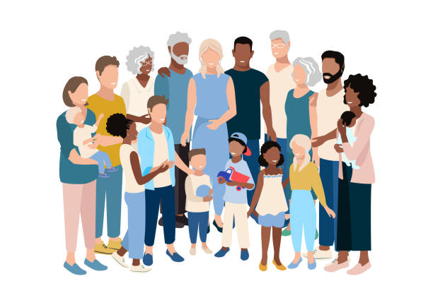 big family Happy big family spending time together. Family day. Vector illustration in a flat style. family reunion stock illustrations