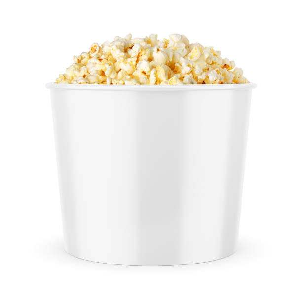 White blank popcorn bucket mockup isolated on white background.