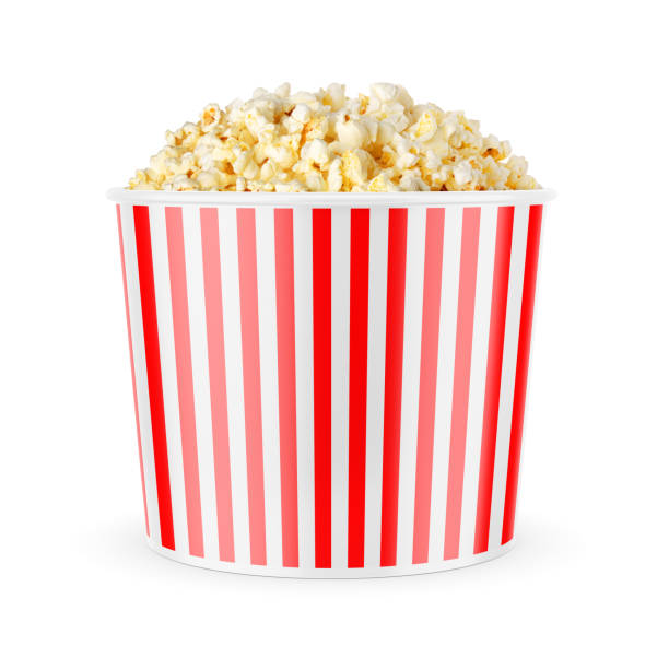 istock Popcorn bucket with red strips isolated on white. 1431411398