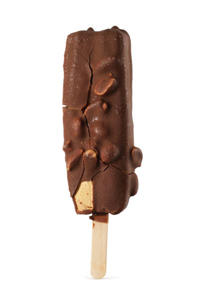 istock Popsicle ice cream bar with chocolate coating and peanuts isolated on white. 1431411404