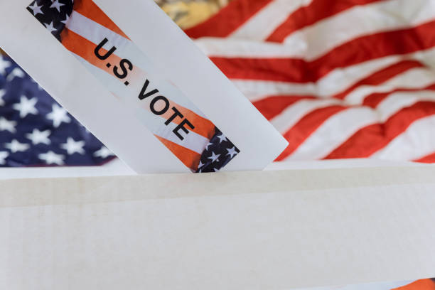 istock American vote, ballot box US national flag 1431411617