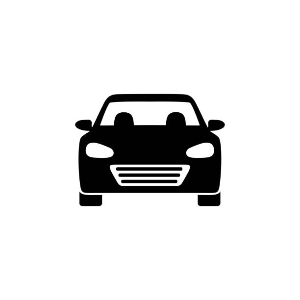 autofront-symbol. silhouettensymbol. autoschild im linearen stil - auto stock-grafiken, -clipart, -cartoons und -symbole