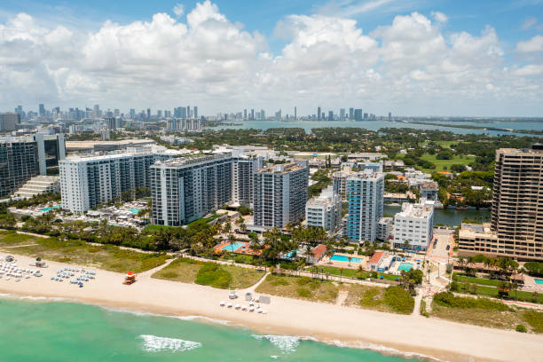 istock Drone aerial shot of Miami 1431413043