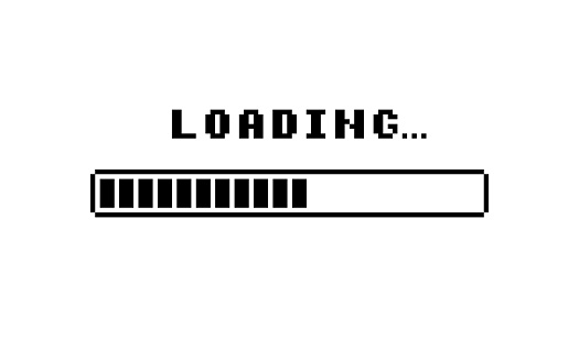 Loading Bar Pixel 8-bit. Retro Progress Bar. Vector Stock Illustration