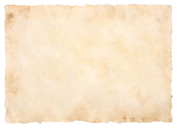 古いパーチメント紙シートヴィンテージ熟成��またはテクスチャは白い背景に分離 - old isolated on white old fashioned book ストックフォトと画像