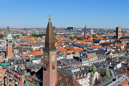 aerial view of the Copenhagen skyline (Denmark).