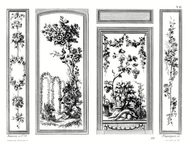 trumeaux, panels, by pierre ranson, ca. 1770 (4 パターン), louis 15 period, by old decorations 1875. - 1875点のイラスト素材／クリップアート素材／マンガ素材／アイコン素材