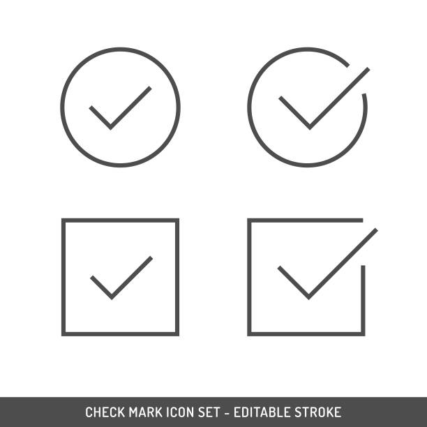 ilustrações de stock, clip art, desenhos animados e ícones de check mark icon set, editable stroke. - checkbox