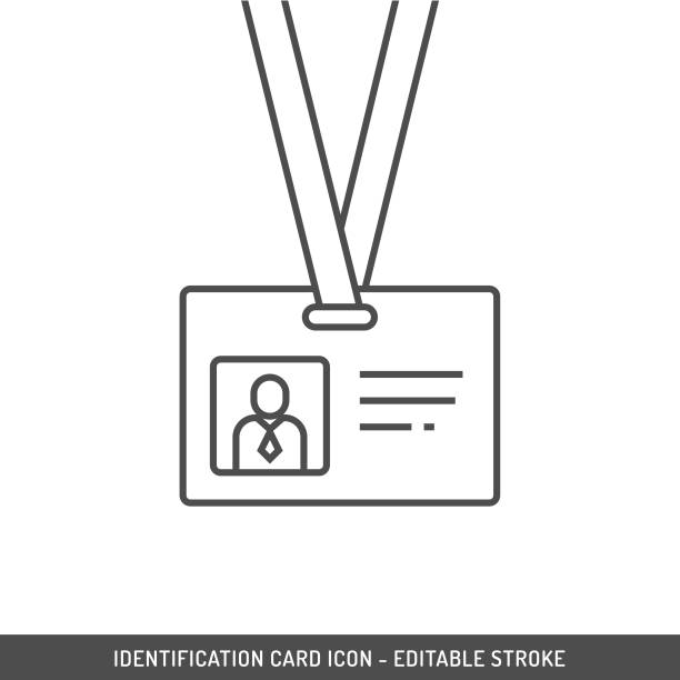illustrations, cliparts, dessins animés et icônes de contour modifiable de l’icône de la carte d’identité. - étiquette nominative