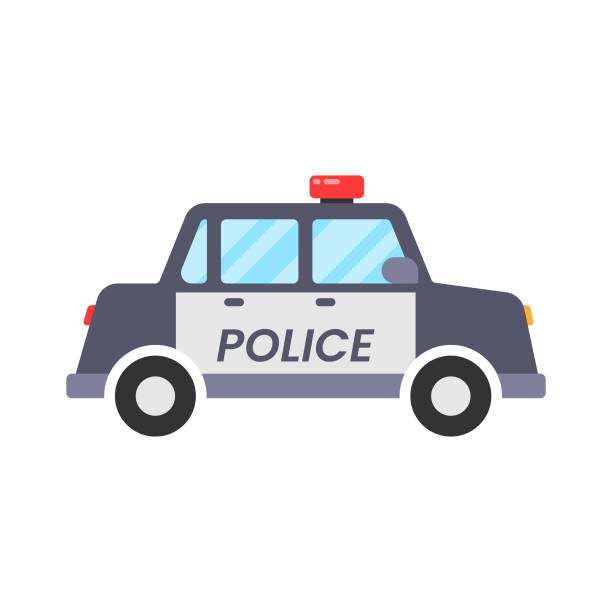 полицейский автомобиль икона плоский дизайн. - полицейская машина stock illustrations