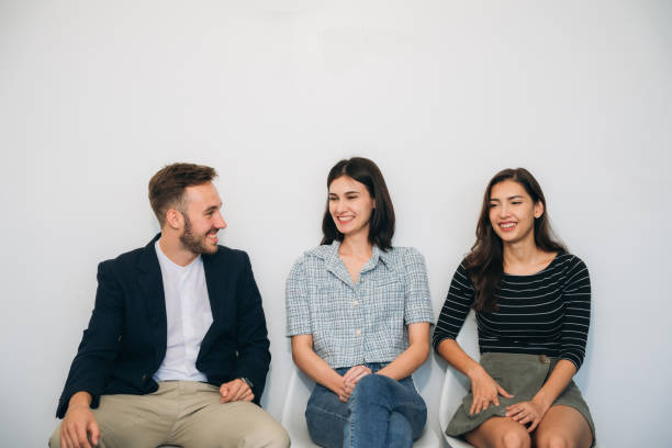 istock Grop of business talk during a break and are happy with their work. 1431430983