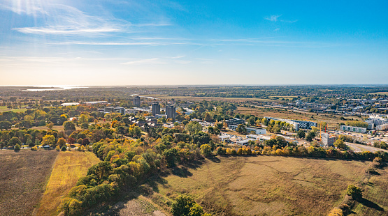 Aerial photo from a drone of The University of Essex's Colchester Campus. Home to 15,000 students from more than 130 countries.