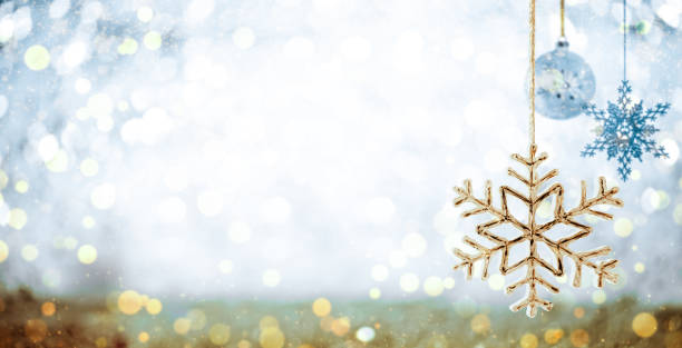 istock Christmas Ornaments against Glittery Background 1431436173