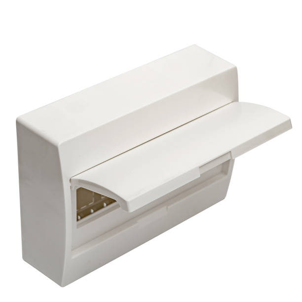 istock White plastic box for electrical equipment fuses.  Lid is open 1431436693
