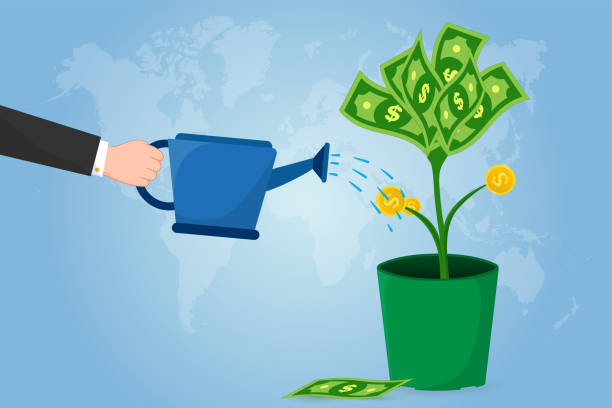 istock Investment, money banknote and coin grows in a pot. 1431438759