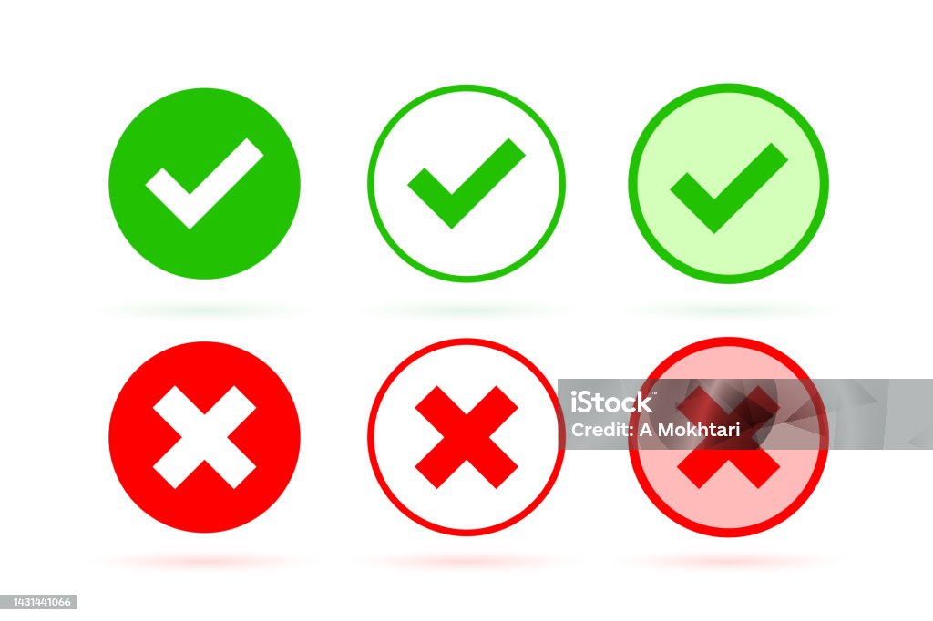 Icono de validación y rechazo. - arte vectorial de Símbolo de visto bueno libre de derechos Icono de validación y rechazo. - arte vectorial de Símbolo de visto bueno libre de derechos