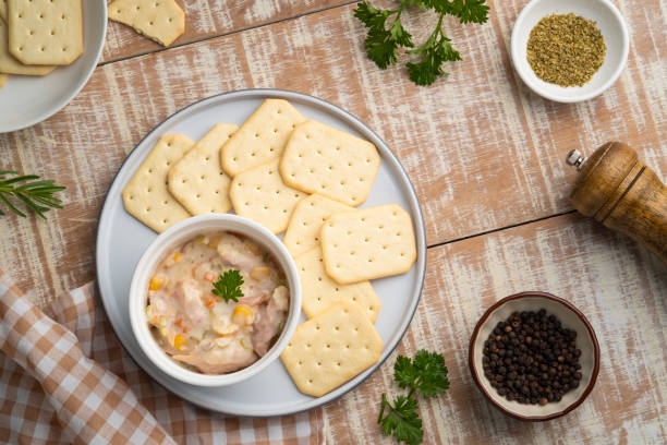 istock Tuna salad with butter cracker on a plate 1431446901