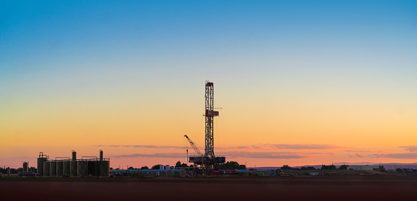 Drilling Rig Platform at dusk in New Mexico - USA