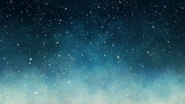 손으로 그린 수채화 별이 빛나는 하늘, 배경 소재, 질감 - oil painting flash stock illustrations