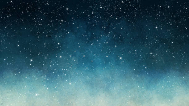 ilustrações, clipart, desenhos animados e ícones de céu estrelado de aquarela pintado à mão, material de fundo, textura - oil painting flash